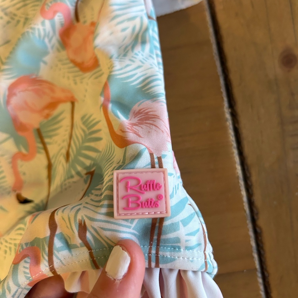 Ruffle Butts Tropical Flamingo Swimsuit - Picture 3 of 4